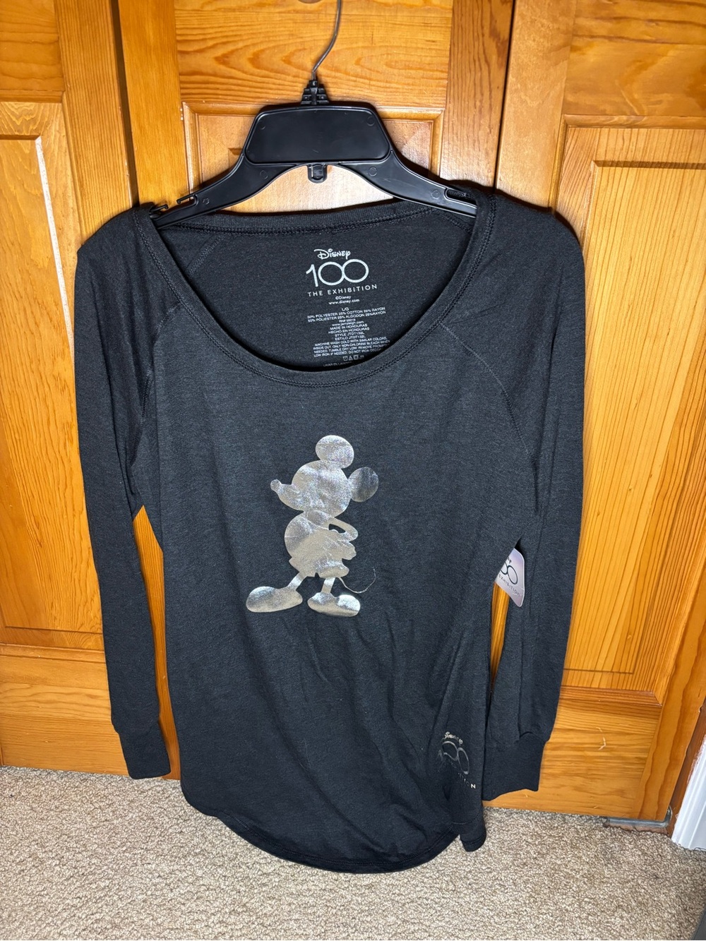 Disney Black Long Sleeve Top with Rainbow 100 Tag